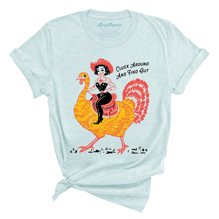Cluck Around & Find Out Graphic Tee - Heather Ice Blue