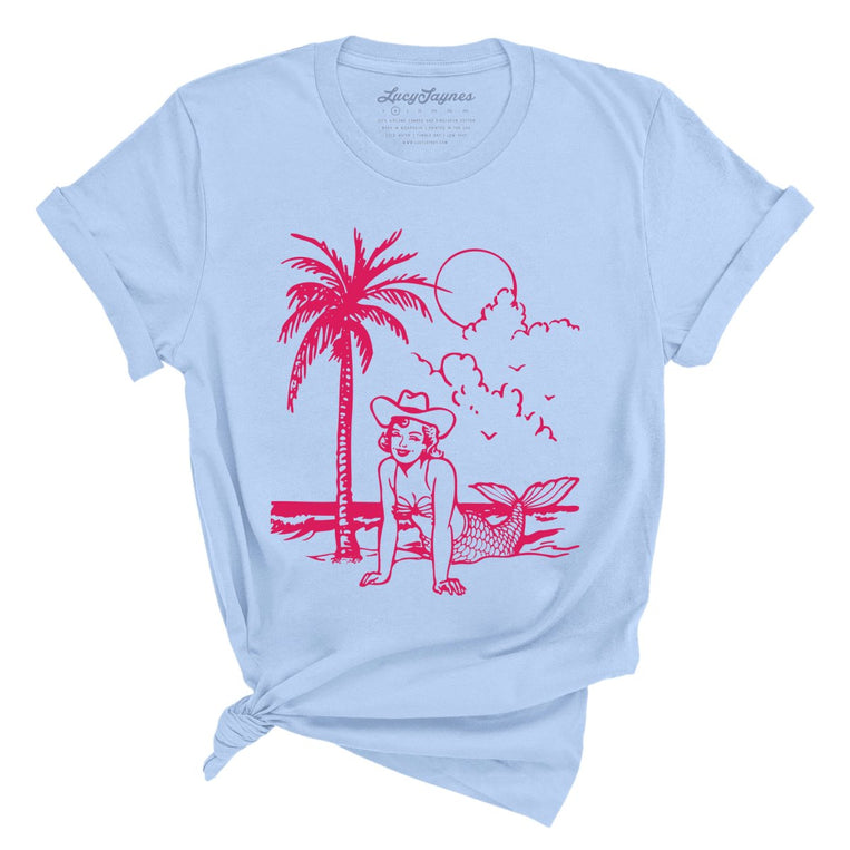 Coastal Cowgirl Graphic Tee - Light Blue