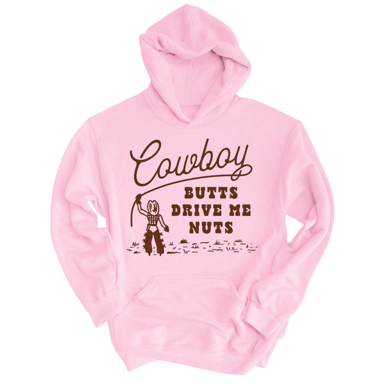 Cowboy Butts Drive Me Nuts Graphic Hoodie - Light Pink