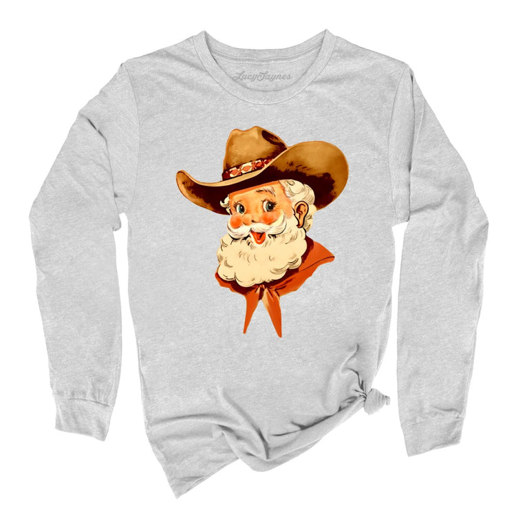 Cowboy Santa Graphic Long Sleeve Tee - Athletic Heather