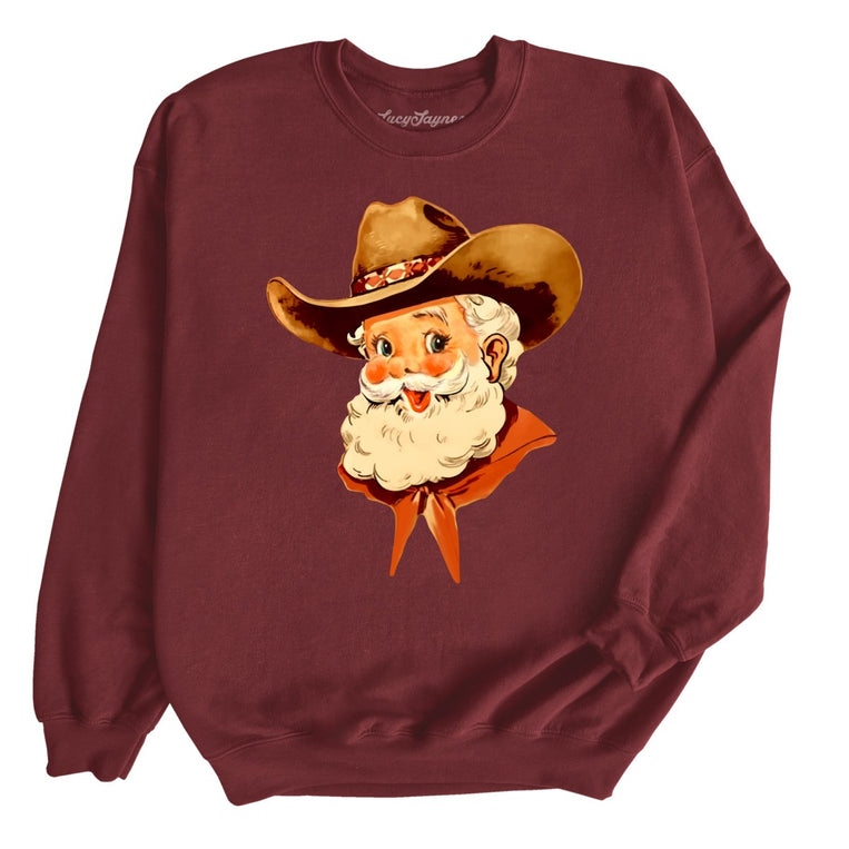 Cowboy Santa Graphic Sweatshirt - Maroon