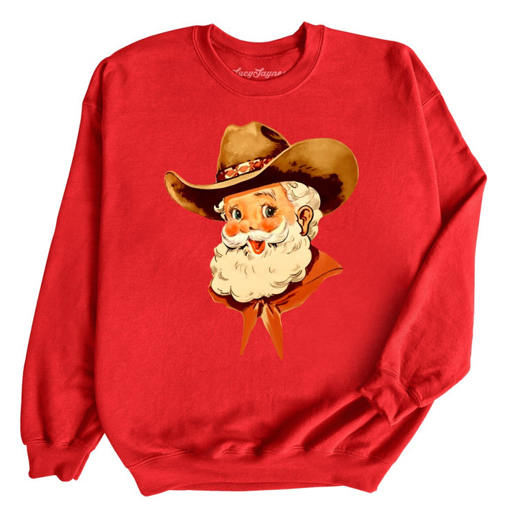 Cowboy Santa Graphic Sweatshirt - Red
