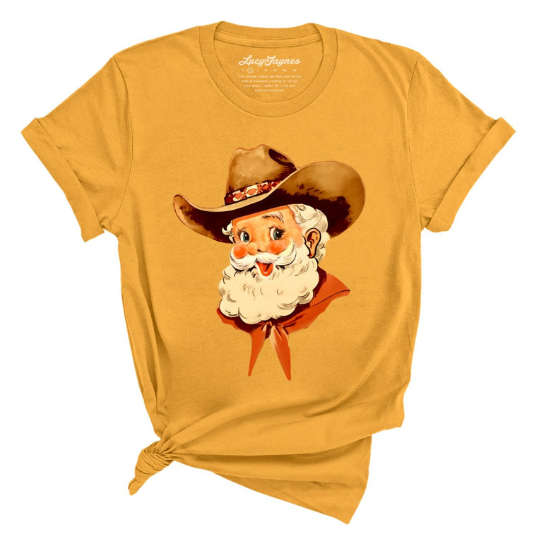 Cowboy Santa Graphic Tee - Mustard