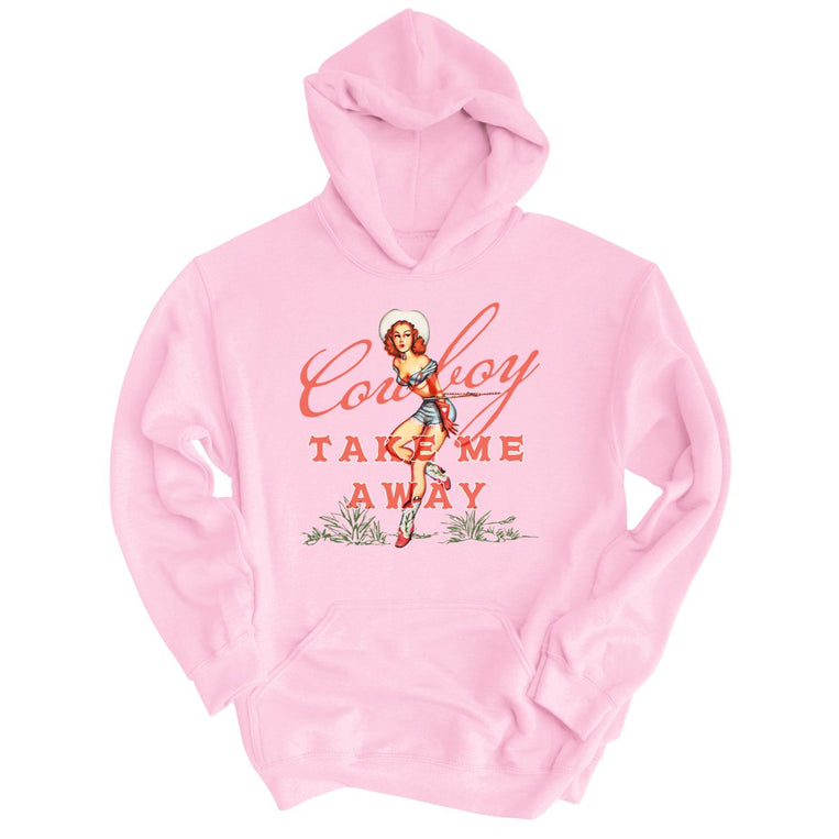 Cowboy Take Me Away Graphic Hoodie - Light Pink