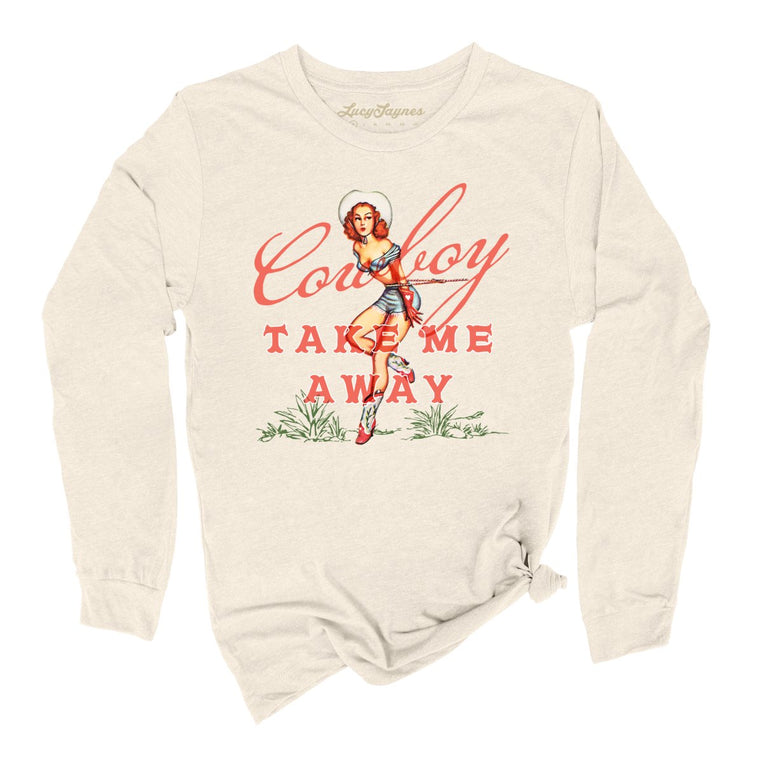 Cowboy Take Me Away Graphic Long Sleeve Tee - Natural