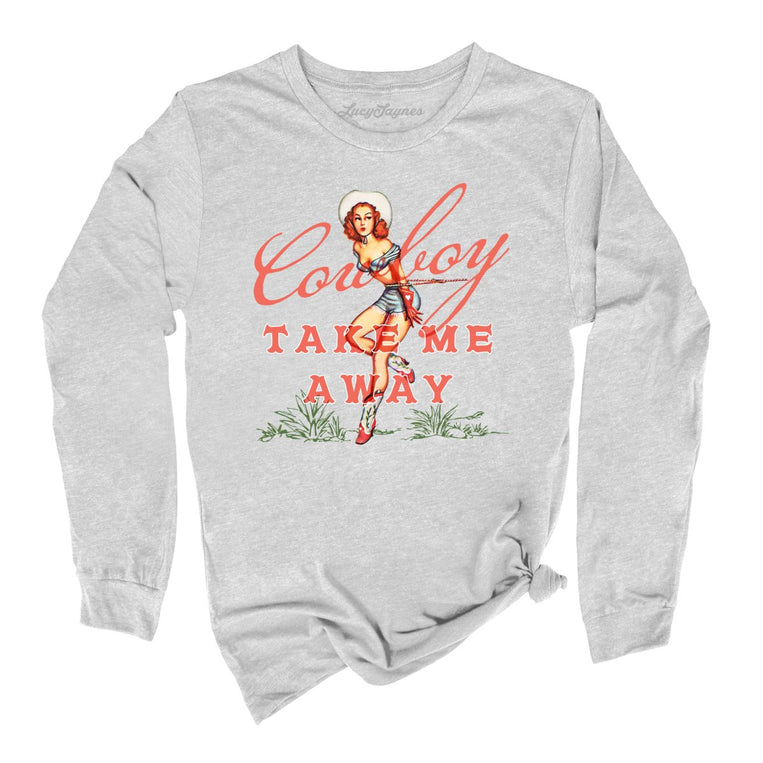 Cowboy Take Me Away Graphic Long Sleeve Tee - Athletic Heather