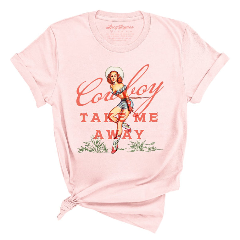 Cowboy Take Me Away Graphic Tee - Soft Pink
