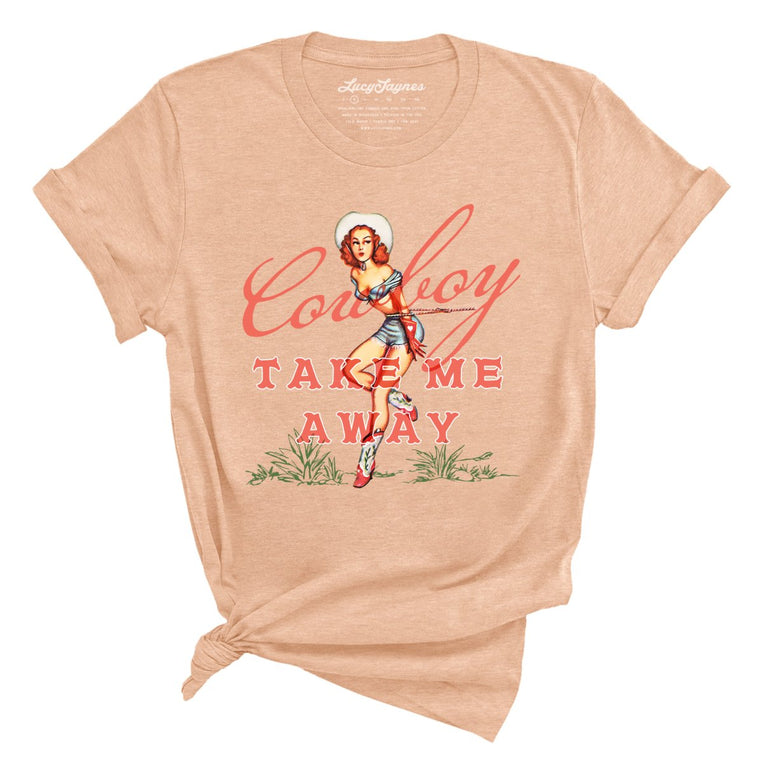 Cowboy Take Me Away Graphic Tee - Heather Peach