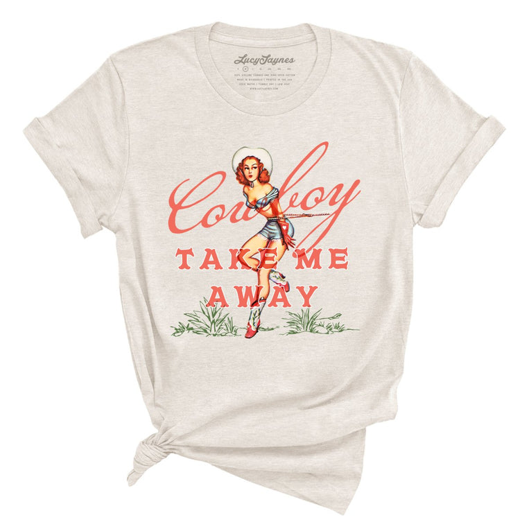 Cowboy Take Me Away Graphic Tee - Heather Dust