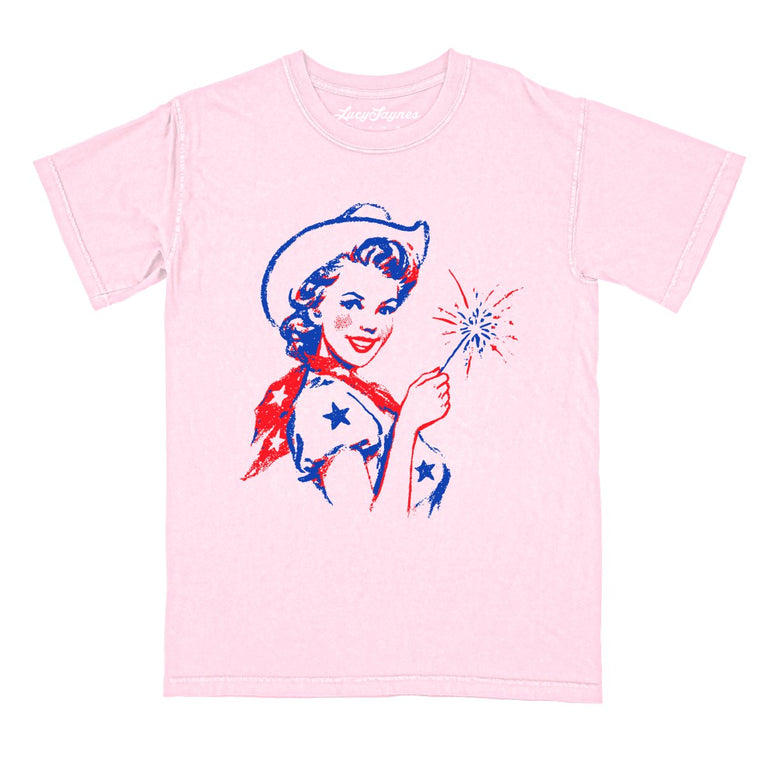 Cowgirl Sparkler Comfort Colors Graphic Tee - Blossom