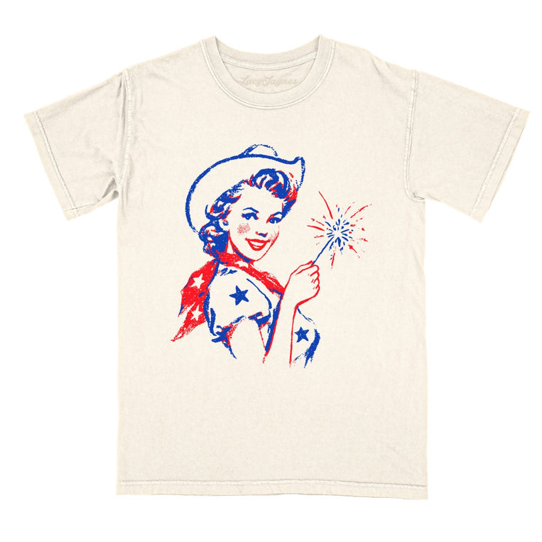 Cowgirl Sparkler Comfort Colors Graphic Tee - Ivory