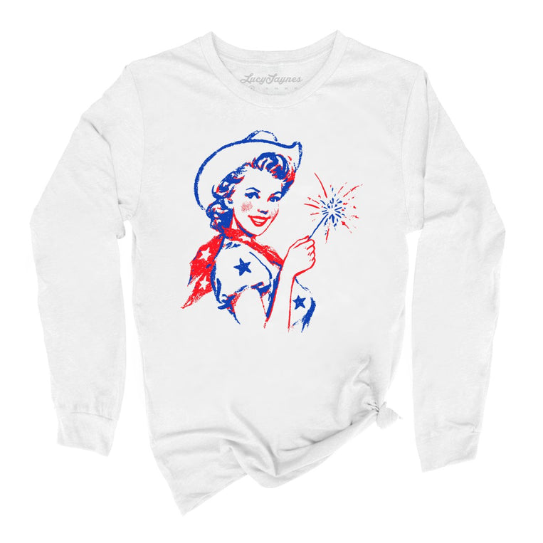 Cowgirl Sparkler Graphic Long Sleeve Tee