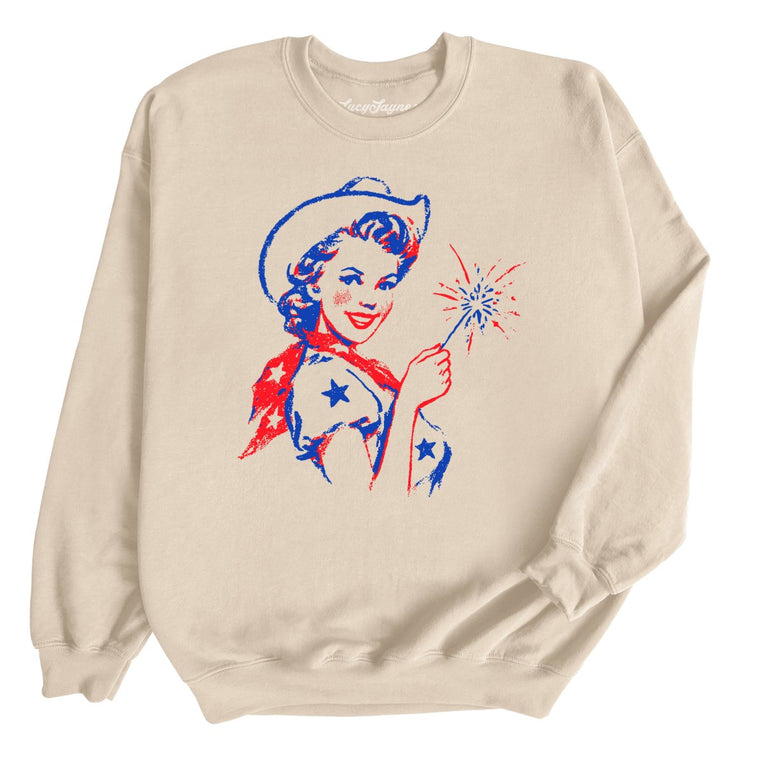 Cowgirl Sparkler Graphic Sweatshirt - Sand