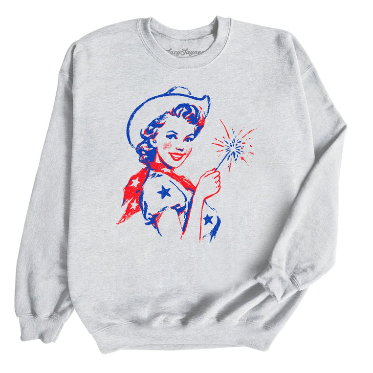 Cowgirl Sparkler Graphic Sweatshirt - Ash