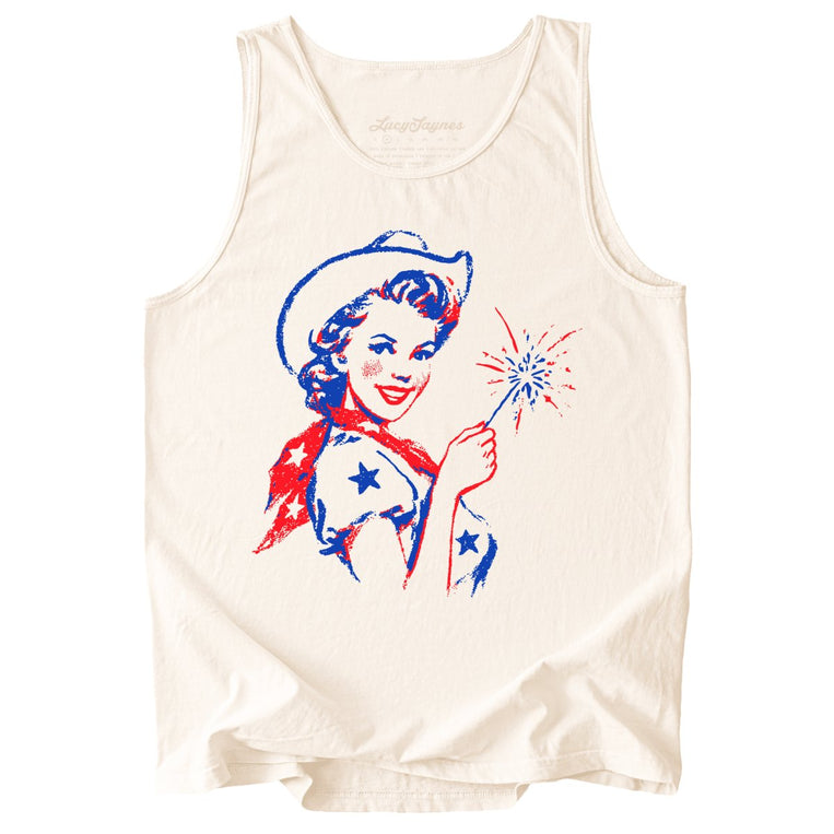 Cowgirl Sparkler Comfort Colors Graphic Tank Top