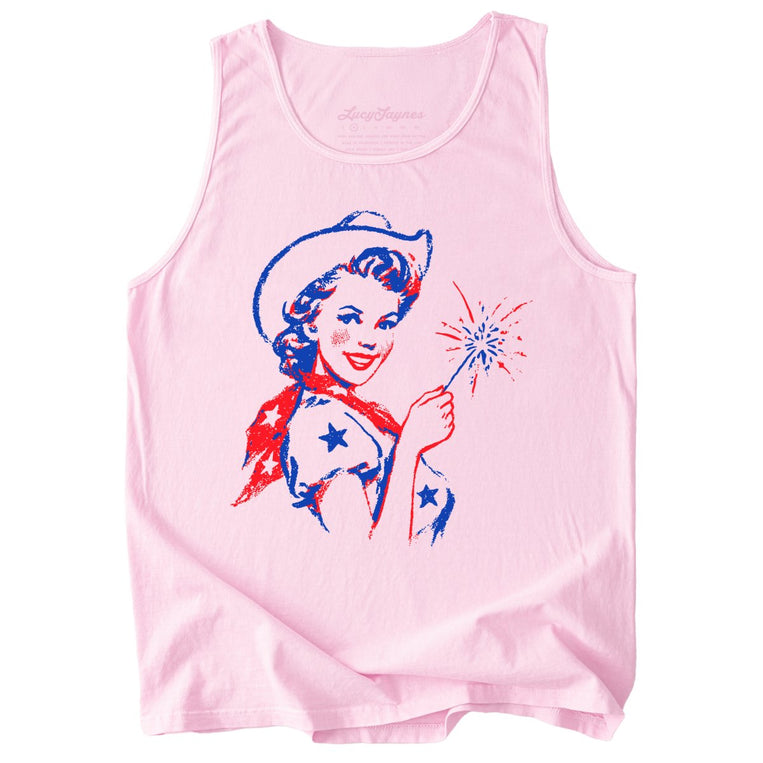 Cowgirl Sparkler Comfort Colors Graphic Tank Top - Blossom