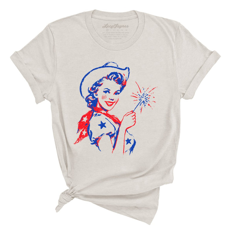 Cowgirl Sparkler Graphic Tee - Heather Dust