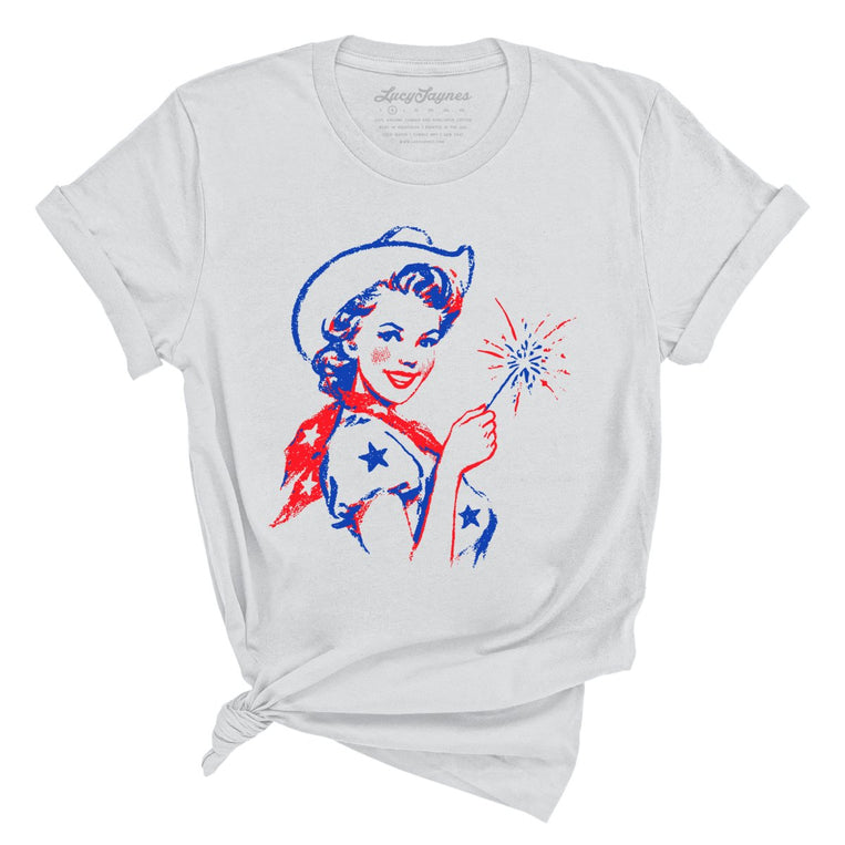 Cowgirl Sparkler Graphic Tee - Silver