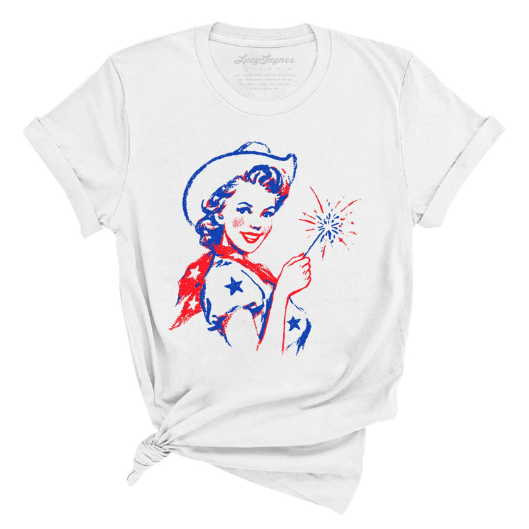 Cowgirl Sparkler Graphic Tee - White