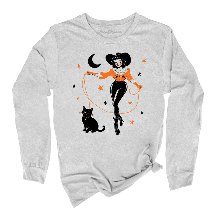 Cowgirl Witch Graphic Long Sleeve Tee - Athletic Heather