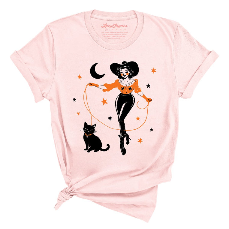 Cowgirl Witch Graphic Tee - Soft Pink