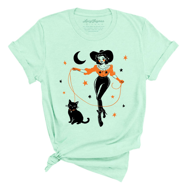 Cowgirl Witch Graphic Tee - Heather Mint