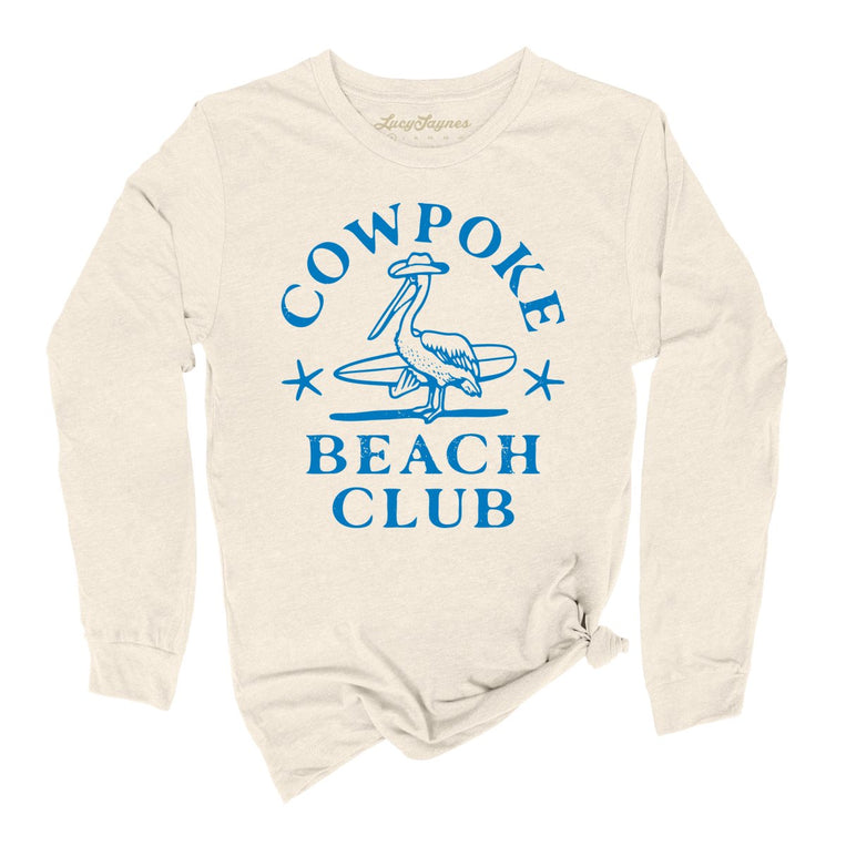 Cowpoke Beach Club Graphic Long Sleeve Tee - Natural