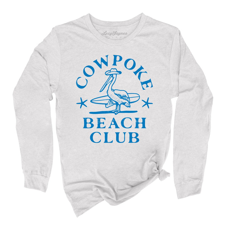 Cowpoke Beach Club Graphic Long Sleeve Tee - Ash