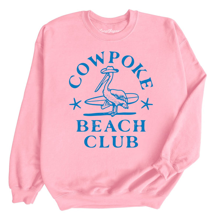 Cowpoke Beach Club Graphic Sweatshirt - Light Pink