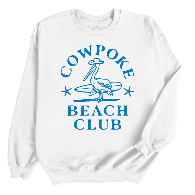 Cowpoke Beach Club Graphic Sweatshirt - White