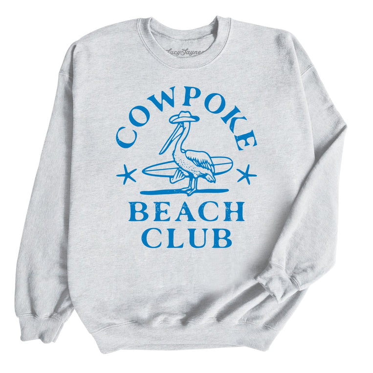 Cowpoke Beach Club Graphic Sweatshirt - Ash