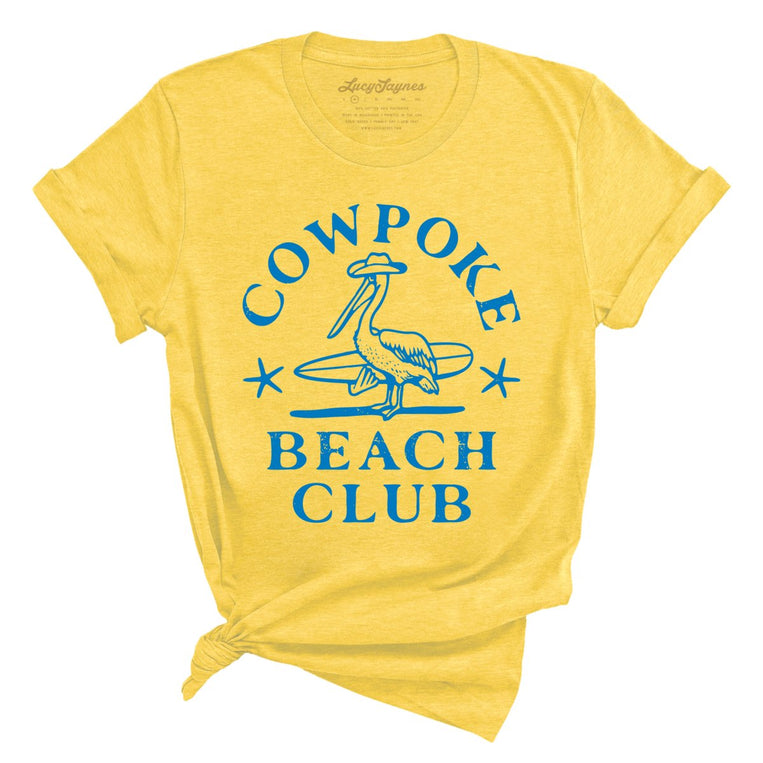 Cowpoke Beach Club Graphic Tee - Heather Yellow