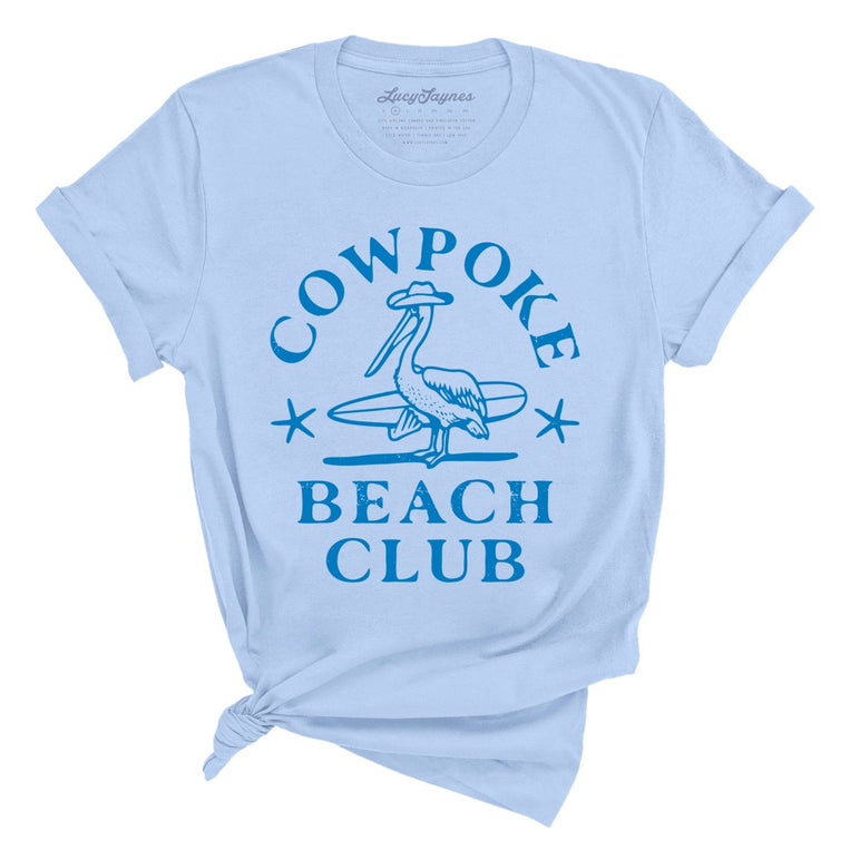 Cowpoke Beach Club Graphic Tee - Light Blue