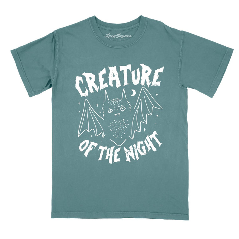 Creature of The Night Comfort Colors Graphic Tee - Blue Spruce