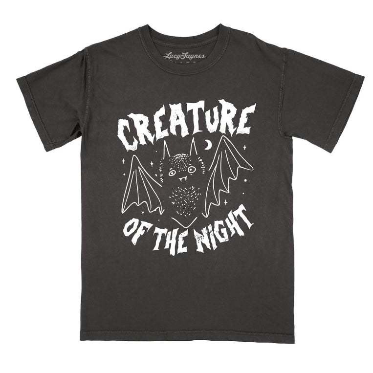 Creature of The Night Comfort Colors Graphic Tee - Pepper