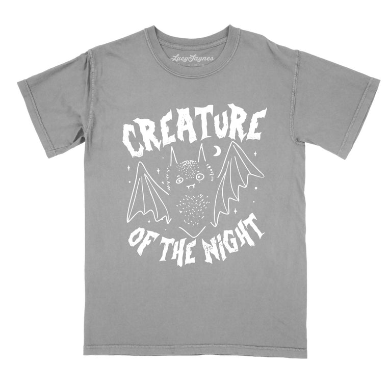 Creature of The Night Comfort Colors Graphic Tee - Grey