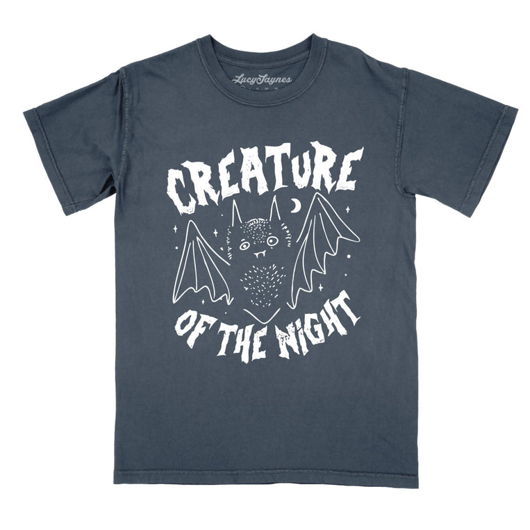 Creature of The Night Comfort Colors Graphic Tee - Denim