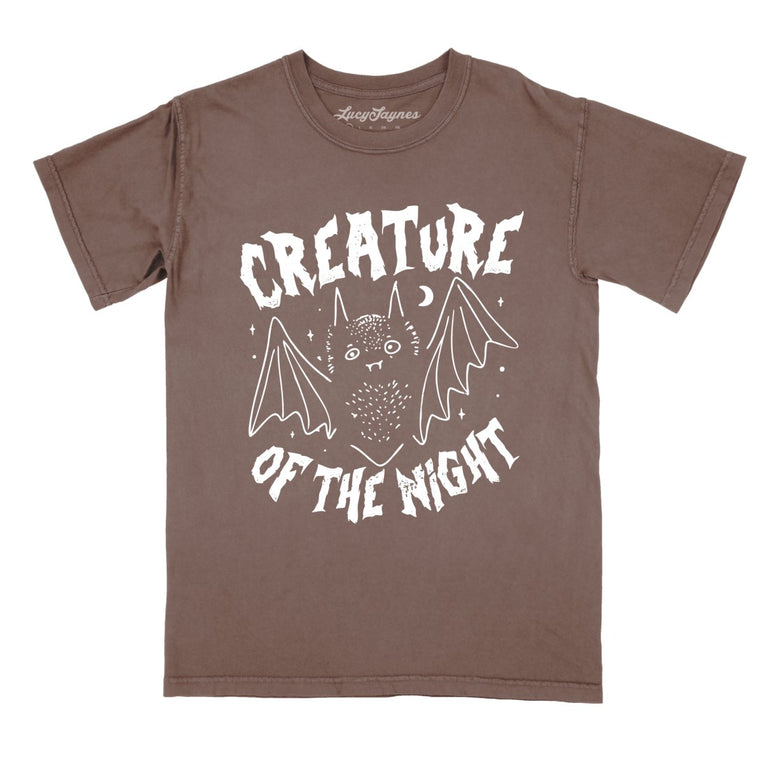 Creature of The Night Comfort Colors Graphic Tee - Espresso
