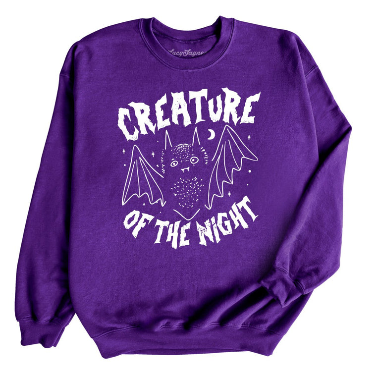 Creature of The Night Graphic Sweatshirt - Purple