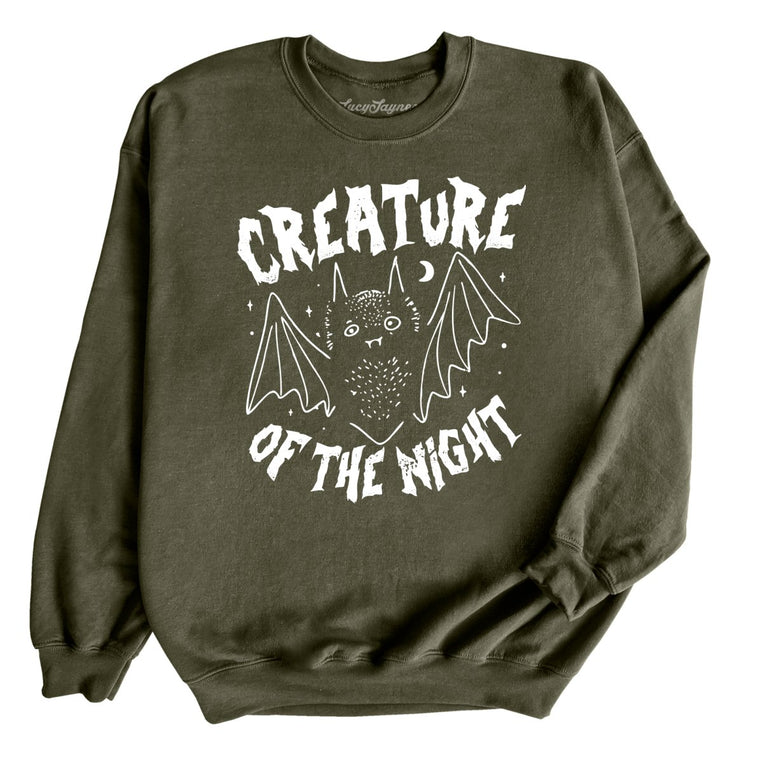 Creature of The Night Graphic Sweatshirt - Military Green