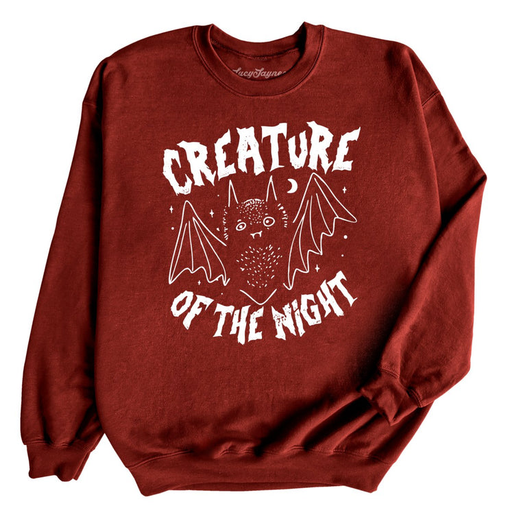 Creature of The Night Graphic Sweatshirt - Garnet