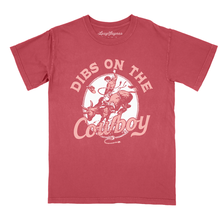 Dibs On The Cowboy Comfort Colors Graphic Tee - Crimson