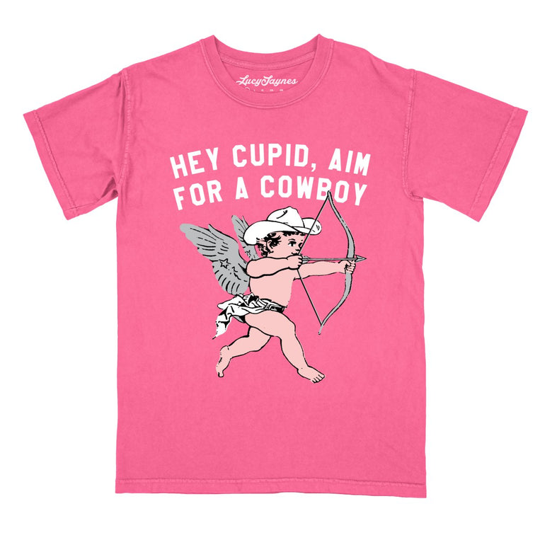 Cupid Aim For A Cowboy Comfort Colors Graphic Tee - Crunchberry