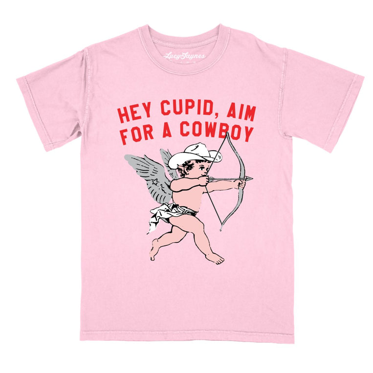 Cupid Aim For A Cowboy Comfort Colors Graphic Tee - Blossom