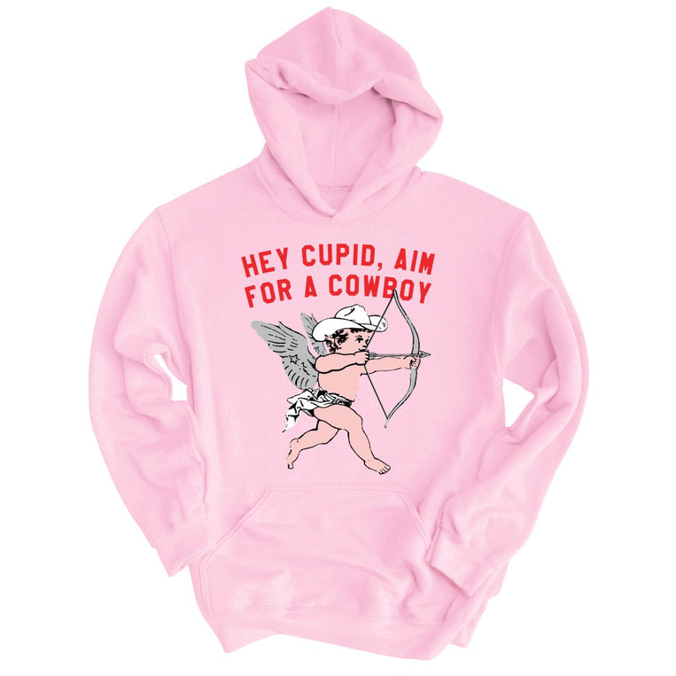 Cupid Aim For A Cowboy Graphic Hoodie - Light Pink