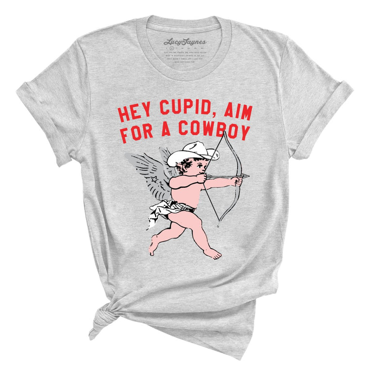 Cupid Aim For A Cowboy Graphic Tee - Athletic Heather