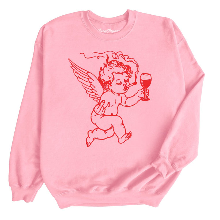 Cupid Don't Care Graphic Sweatshirt - Light Pink