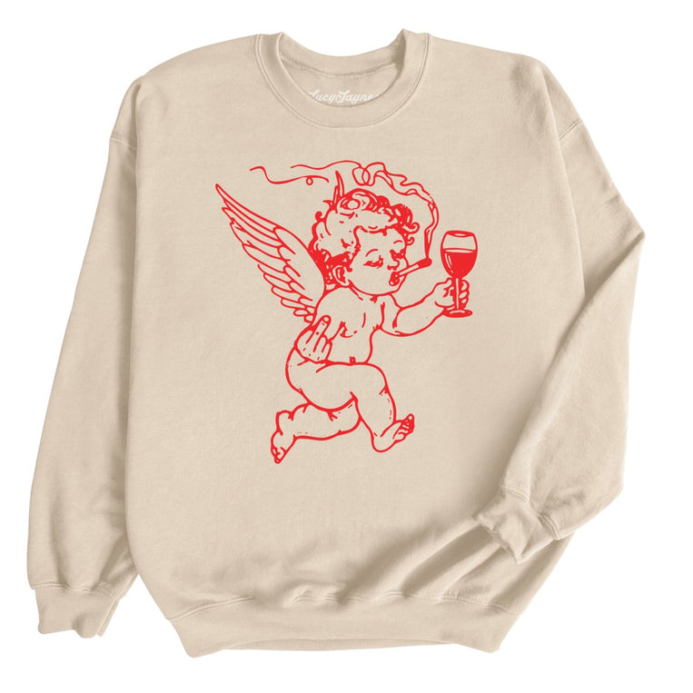 Cupid Don't Care Graphic Sweatshirt - Sand