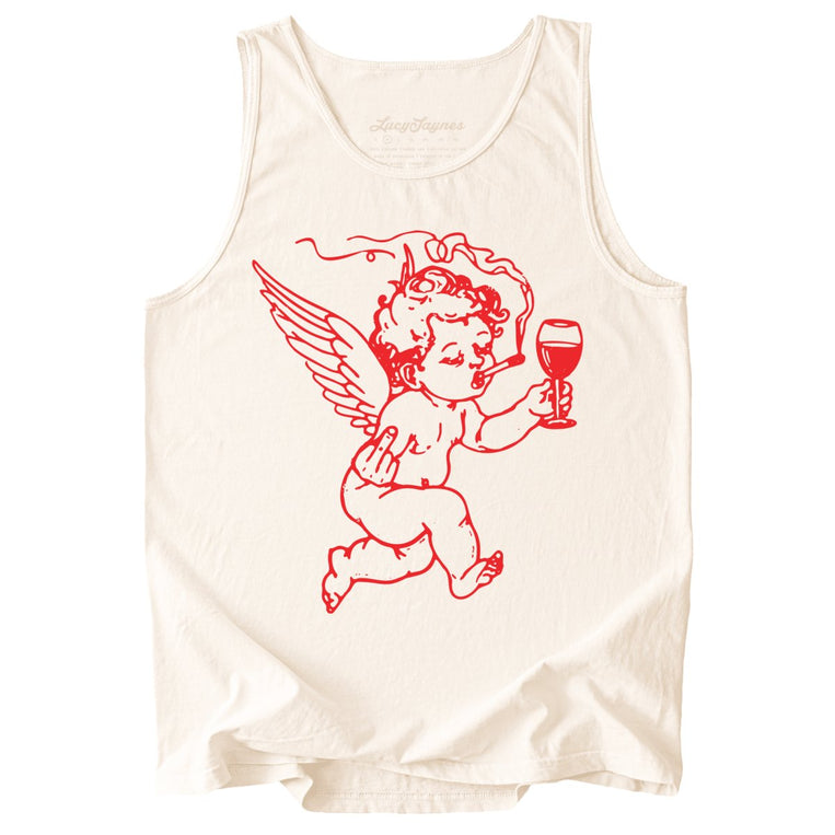 Cupid Don't Care Comfort Colors Graphic Tank Top - Ivory