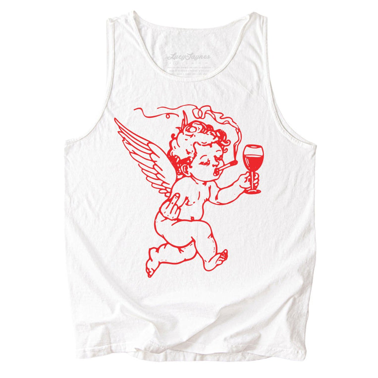 Cupid Don't Care Comfort Colors Graphic Tank Top - White